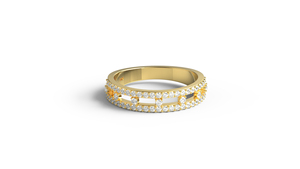18K Gold Double Row Round Diamond Wedding Band Open Work Hollow Cage <b>Ring</b> Wide <b>Stacking</b> Band <b>Rings</b> Fine Jewelry For Women - Product Image 1