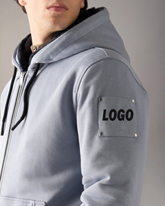 Luxury Streetwear Zip Up Grey Fur Hoodie Custom Logo Puff Print Embroidery Hoodie Heavyweight Cotton Fleece Zip Hoodie - Product Image 5