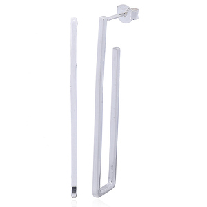 <span class=keywords><strong>Orecchini</strong></span> a Perno Trendy in <span class=keywords><strong>Argento</strong></span> Sterling con Linee <span class=keywords><strong>Rettangolari</strong></span> Fini e Lucide - Product Image 2