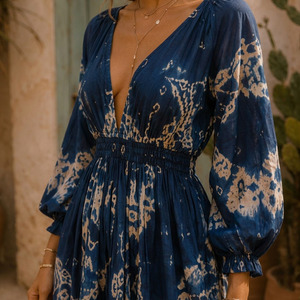 Custom Boho <b>Dress</b> Breathable Vicose Rayon Woven Fabric Soft Touch Anti Pilling Design - Product Image 3
