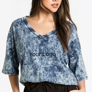 High Quality 100% Cotton Jersey Fashionable Acid Washed Crew Neck Half Sleeve Breathable Lightweight Eco-Friendly Quick Summer - Product Image 1