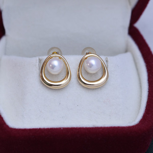 Boucles d'oreilles en perles d'eau douce pour femmes, S925, 6-7/7-8, forte luminosité, faibles défauts, perles doubles, vente en gros pour un style simple - Product Image 1