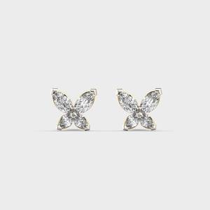 Butterfly <b>Stud</b> <b>Earrings</b> 14K Gold Plated Marquise Cut Diamond Claw Setting Women's Luxury Everyday Wear <b>Earrings</b> - Product Image 1