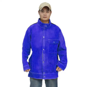 High Performance Heavy Duty Cowhide Split Leather Welding <b>Jacket</b> Reflective Safety Body Protection Construction <b>Workers</b> Welders - Product Image 2