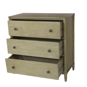 Cómoda de Madera de Caoba Maciza con 3 Cajones y Acabado Natural, Mueble de Almacenamiento para Dormitorio - Product Image 2