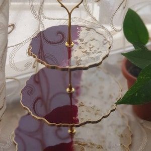 High Quality Luxury Resin 3-Tier Serving Rack Elegant Multi-Level Food Display <b>Stand</b> for Birthday Valentine's Day New Year - Product Image 1