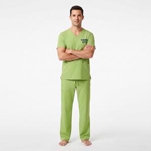 Vêtements de travail médicaux en polyester et élasthanne de haute qualité pour hommes, uniforme de travail médical à col en V, logo personnalisé - Product Image 2