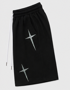 กางเกงขาสั้นเบอร์มิวดาสีดำสำหรับผู้ชายเอวกลางสไตล์ลำลอง - Product Image 2