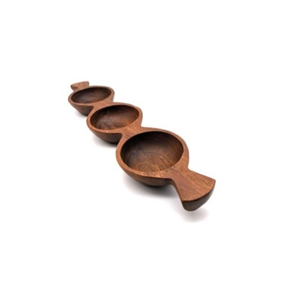Plato de Servir de Madera Pulida Hecho a Mano con 3 Compartimentos, Forma Redonda, Adorno de Pájaro, Ecológico, Organizador de Aperitivos y Condimentos, Moderno - Product Image 5