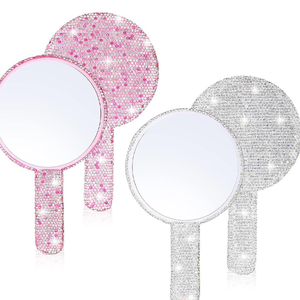 Espejo de Maquillaje Compacto con Diseño de Corazón y Diamantes, Espejo de Princesa para Pestañas, Espejo de Mano de Una Sola Cara para Pestañas - Product Image 5