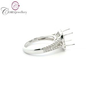 NUEVO MODELO DE LUJO, ANILLO CLÁSICO HALO DE DIOCHOLES EN ALEACIÓN DE ORO DE 18K (AU750) CON DIAMANTES NATURALES REALES BLANCOS/Amarillos, BANDA DIVIDIDA, FORMA REDONDA, 0.56CT, PARA BODA/FIESTA - Product Image 4