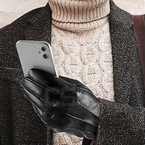 Leather Winter <b>Gloves</b> For Men Thermal Fleece Lined Windproof <b>Gloves</b> For Outdoor Sports Running Walking Camping And Travel Wear - Product Image 3