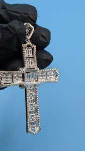 Colgante de Diamantes Cruzados, Colgante Hip Hop, Colgante de Plata 925 con Incrustaciones de Diamantes, Colgante de Moda para Raperos, Colgante Bling, Colgante de Fe Cristiana - Product Image 2