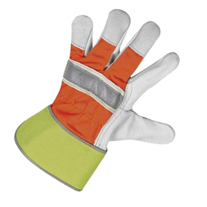 ถุงมือหนังสะท้อนแสงสำหรับงานหนัก ถุงมือเซฟตี้แบบ Hi-Vis พร้อมแถบสะท้อนแสง  แบบมีข้อมือป้องกัน สำหรับงานก่อสร้าง งานถนน อุปกรณ์ป้องกันภัยส่วนบุคคล (PPE) รับผลิตตามแบบ (OEM) ขายส่ง - Product Image 4