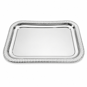 Wholesale Rectangular Stainless Steel Serving Tray with Ribbed <b>Edge</b> <b>Border</b> <b>Metal</b> Food Platter for Hotel Restaurant Good Price - Product Image 1