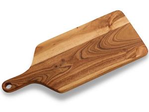 Planche à découper en bois d'acacia de qualité supérieure, épaisse, durable, compatible avec les couteaux, finition lisse, avec poignée, design rayé élégant pour la découpe - Product Image 3