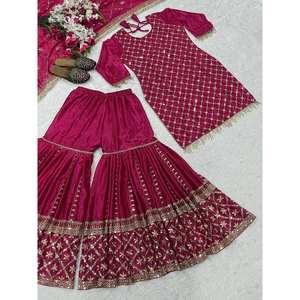 Conjunto de ropa de fiesta para mujer de diseñador Sharara Plazzo Dupatta - Product Image 3