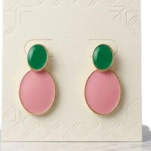 Boucles d'oreilles doubles ovales en or 14 carats rose et vert pour femme, bijoux de mode élégants, accessoire cadeau pour soirée - Product Image 3