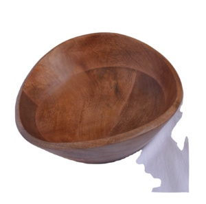 Ensaladera clásica de madera de acacia Desechable y seguro para alimentos Diseño simple elegante para servir y regalo hecho a mano - Product Image 1