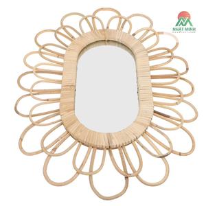 Rattan Wall <b>Mirror</b> Khaki Wooden Frame 50x38Cm Home Decor living room, bedroom, bathroom - Product Image 4