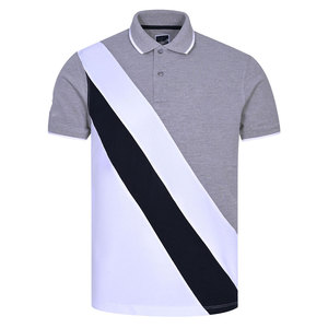 Polo homme gris chiné premium |   Polo athlétique à diagonales blanches et noires, vêtements de sport urbains, vêtements de sport pour la salle de sport, vêtements de sport actifs - Product Image 1