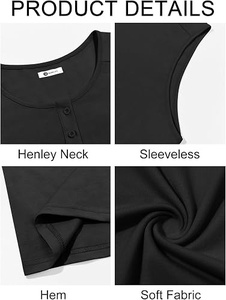 <b>Men's</b> Sleeveless Tank Top Henry Collar Solid Color Knitted Casual <b>Vest</b> <b>Black</b> - Product Image 4