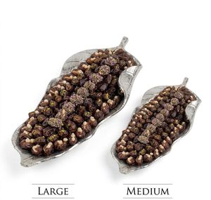 Premium Leaf Shape Metal <b>Serving</b> Tray <b>Set</b> Decorative Chocolate & Dry Fruit Platter Silver Snack Display <b>Dish</b> - Product Image 2