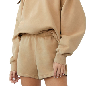 Shorts en molleton 100 % coton pour femme, couleur chinée, longueur courte, légers, avec fentes latérales, vente en gros - Product Image 5