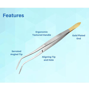 Pince dentaire à pointe dentelée incurvée, en acier inoxydable de qualité médicale, pour pansements en coton, instrument chirurgical à prise manuelle - Product Image 5