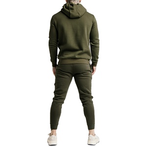 Ensemble de survêtement décontracté unisexe pour homme, pantalon de jogging et sweat-shirt, 100% coton molletonné, couleur unie, logo et couleur personnalisables - Product Image 2