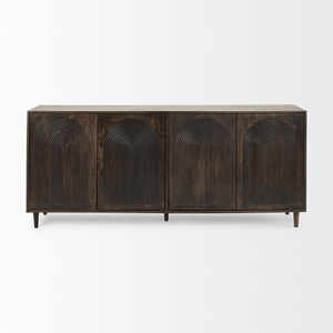 Wooden Dark Brown Carved Arch Pattern 4 Door <b>Sideboard</b> - Product Image 1