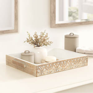 Wholesale Round Decorative Bee Pattern Mango Wood Tray Handcrafted Serving Display Home Decor Tabletop Use Natural Finish Design - Product Image 3