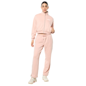 Women's Full Zip Stand Collar Tracksuit With Tapered <b>Trousers</b> Drawstring Waist Side Pockets Wholesale Custom OEMs Two Piece Sets - Product Image 1