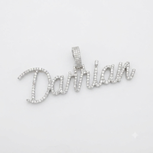 Trendy 925 Silver Iced Cursive Initial Letter <b>Name</b> Lab Grown Diamond Pendant fine jewelry <b>Necklaces</b> Charms for Personalized Gift - Product Image 1