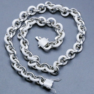 Luxury Moissanite Diamond Circle Link Necklace 925 Silver Rhodium Plated Statement <b>Chain</b> Elegant Fine Jewelry Gift For Women Men - Product Image 4