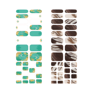 Korean <b>Nail</b> Wraps Semi Cured Gel <b>Nail</b> <b>Strip</b> OEM ODM Supplier Malachite Green Mocha Latte - Product Image 3