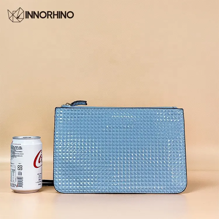 INNORHINO Custom Embossed LOGO Diamond Pattern PVC Clutch Bags Handbag For Mobile Card Party Cosmetics