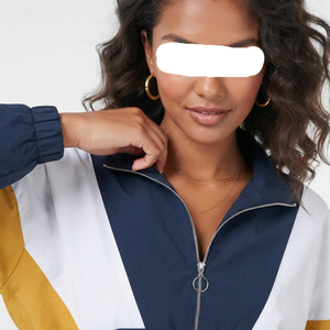 <b>Women's</b> Color Blocked Tracksuit Set Full Sleeve Zipper Sporty Style <b>Navy</b> White Yellow Knitted Polyester Regular Fit Ankle Length - Product Image 4