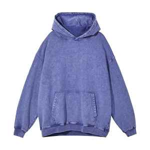 Unisex Oversized Green Hooded Sweatshirt <b>Plain</b> Dyed Cotton French Terry Casual Pullover Autumn Wear - Product Image 5