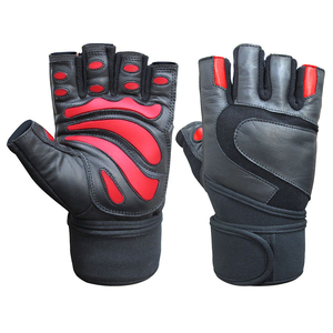 <b>Half</b> Finger Leather Fitness Gloves With Adjustable Wrist Strap For Gym Weight Lifting Unisex Breathable Non <b>Slip</b> - Product Image 3