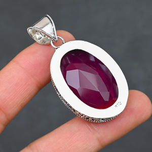 <b>Pink</b> 925 Silver Luxury Statement <b>Necklace</b> - Product Image 3