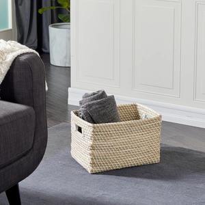 <b>Rectangular</b> seagrass <b>basket</b> with convenient handle Handmade <b>Storage</b> <b>Basket</b> Wholesale eco-friendly Made in Vietnam - Product Image 3