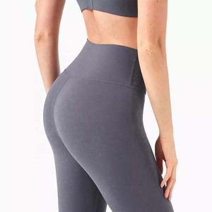 Leggings de yoga taille haute pleine longueur, sans couture, avec taille élastique, pour le sport et le fitness, gris, en Spandex et Nylon - Product Image 2