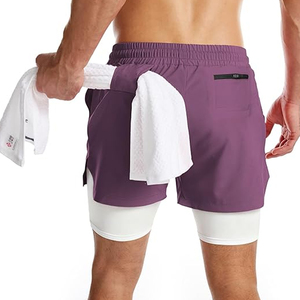 Pantalones Cortos Deportivos para Hombre 2 en 1 con Forro de Compresión, Pantalones Cortos para Correr y Hacer Ejercicio de Secado Rápido, Personalización de Marca, OEM al por Mayor - Product Image 2