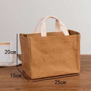 Wholesale <b>Large</b> Tote <b>Bags</b> New Fashion Washable Kraft Paper <b>with</b> <b>Zipper</b> Multifunctional Work & Lunch <b>Storage</b> - Product Image 3