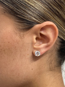 ต่างหูเพชรเพาะเลี้ยงในห้องปฏิบัติการที่ได้รับการรับรองจาก IGI ทอง 10k 14k 18k สำหรับผู้หญิง ต่างหูแบบติดหู คลาสสิก สีเหลือง ชมพู ขาว ทองคำขาว ของขวัญสำหรับคุณแม่ - Product Image 3