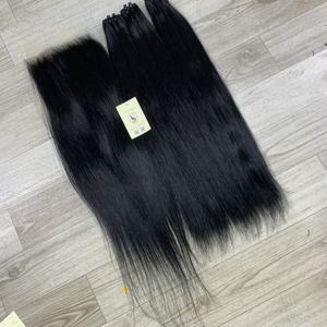 Extensiones de Cabello Natural Liso de Alta Calidad con Mechones de Cabello Negro Azabache, Cabello Virgen, Cierre de Encaje Suizo 5x5 HD - Product Image 2