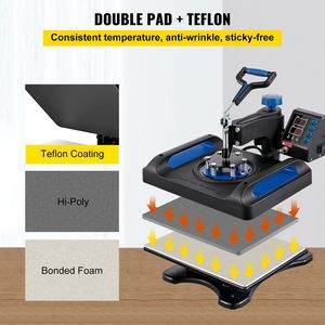 Presse à chaud numérique par sublimation 12 x 15 pouces à chauffage rapide, à bras articulé, pour transfert sur T-shirts et vinyle, avec fonction antidérapante - Product Image 6