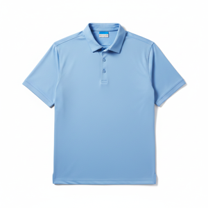 เสื้อโปโลผู้ชายพรีเมียม แห้งเร็ว ระบายอากาศดี สีฟ้าอ่อน สำหรับเล่นกอล์ฟ  พร้อมปักโลโก้ตามสั่ง - Product Image 2