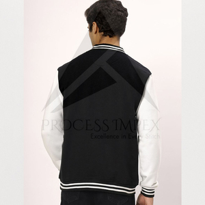 Veste universitaire noire et blanche pour homme, imprimé lettre S, col rabattu, fermeture boutonnée, coupe classique, style décontracté pour l'automne - Product Image 3